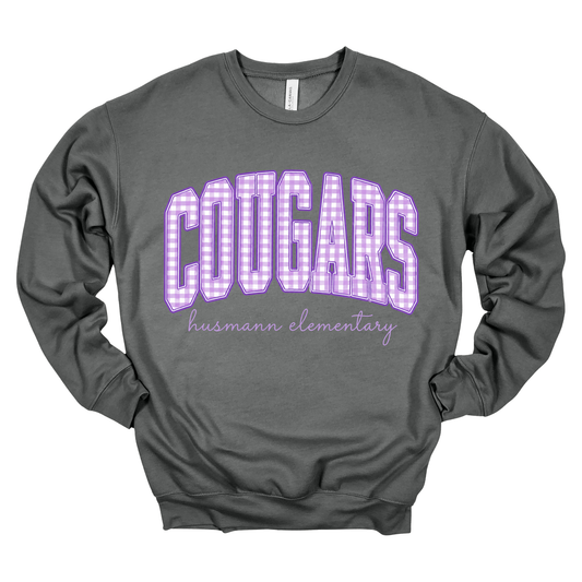 Plaid Cougars | Adult Crewneck
