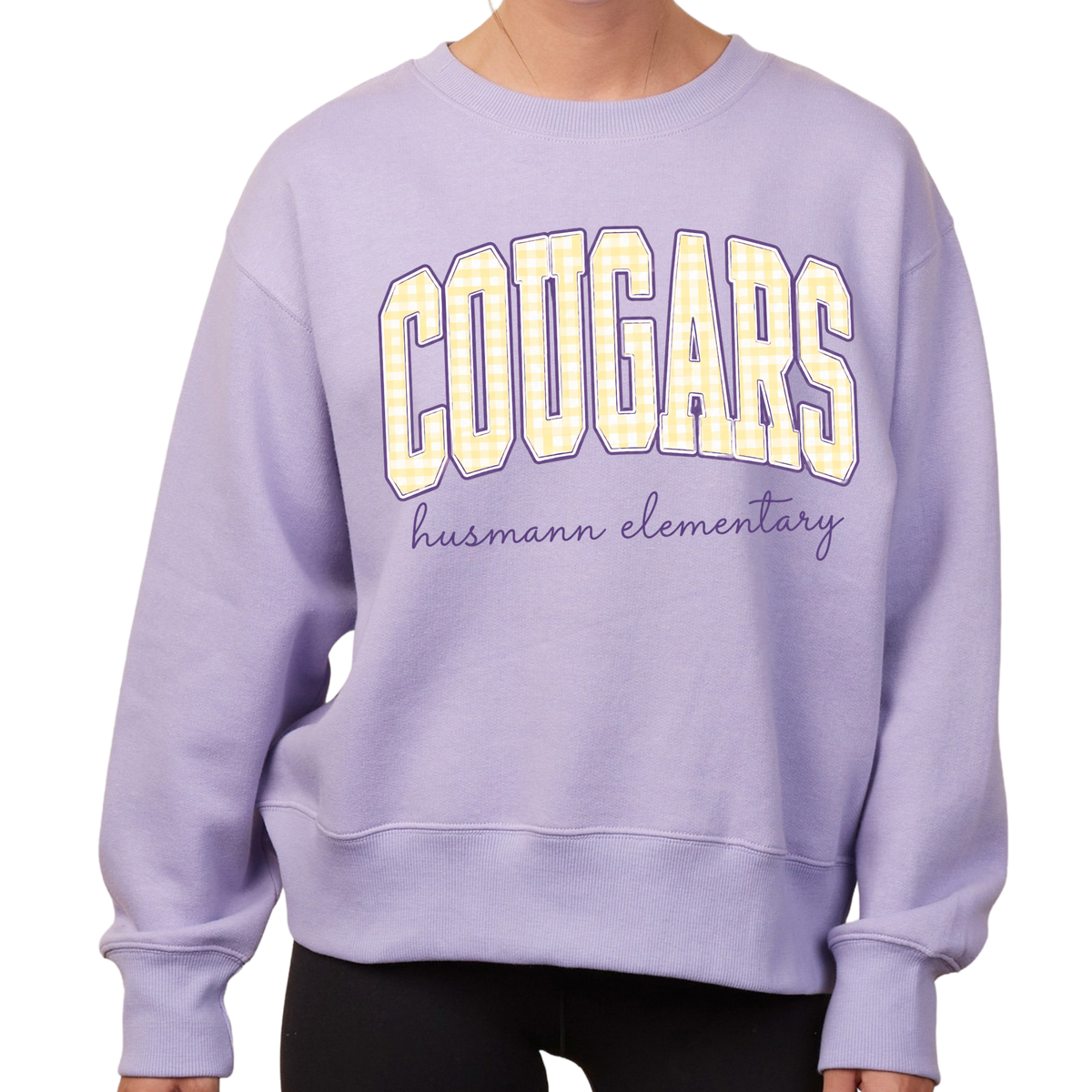Plaid Cougars | Ladies Boxy Crewneck