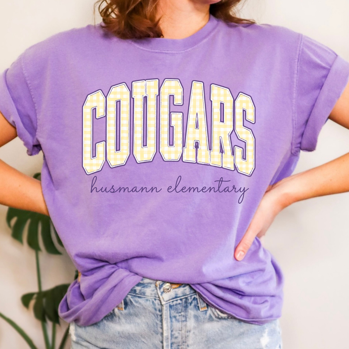 Plaid Cougars | Short Sleeve Adult Tee