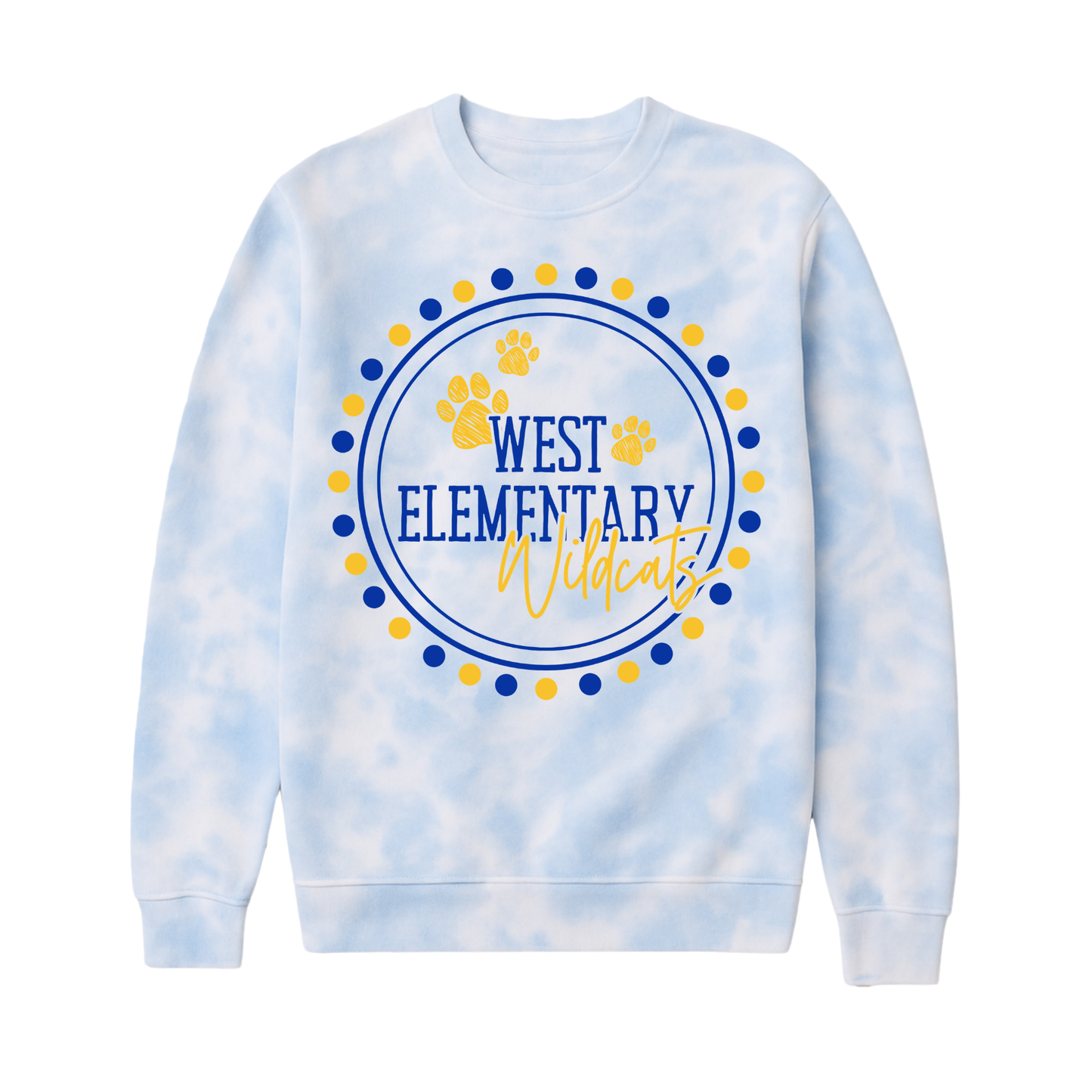 Polka Dot Wildcats | Fleece Tie-Dye Crewneck