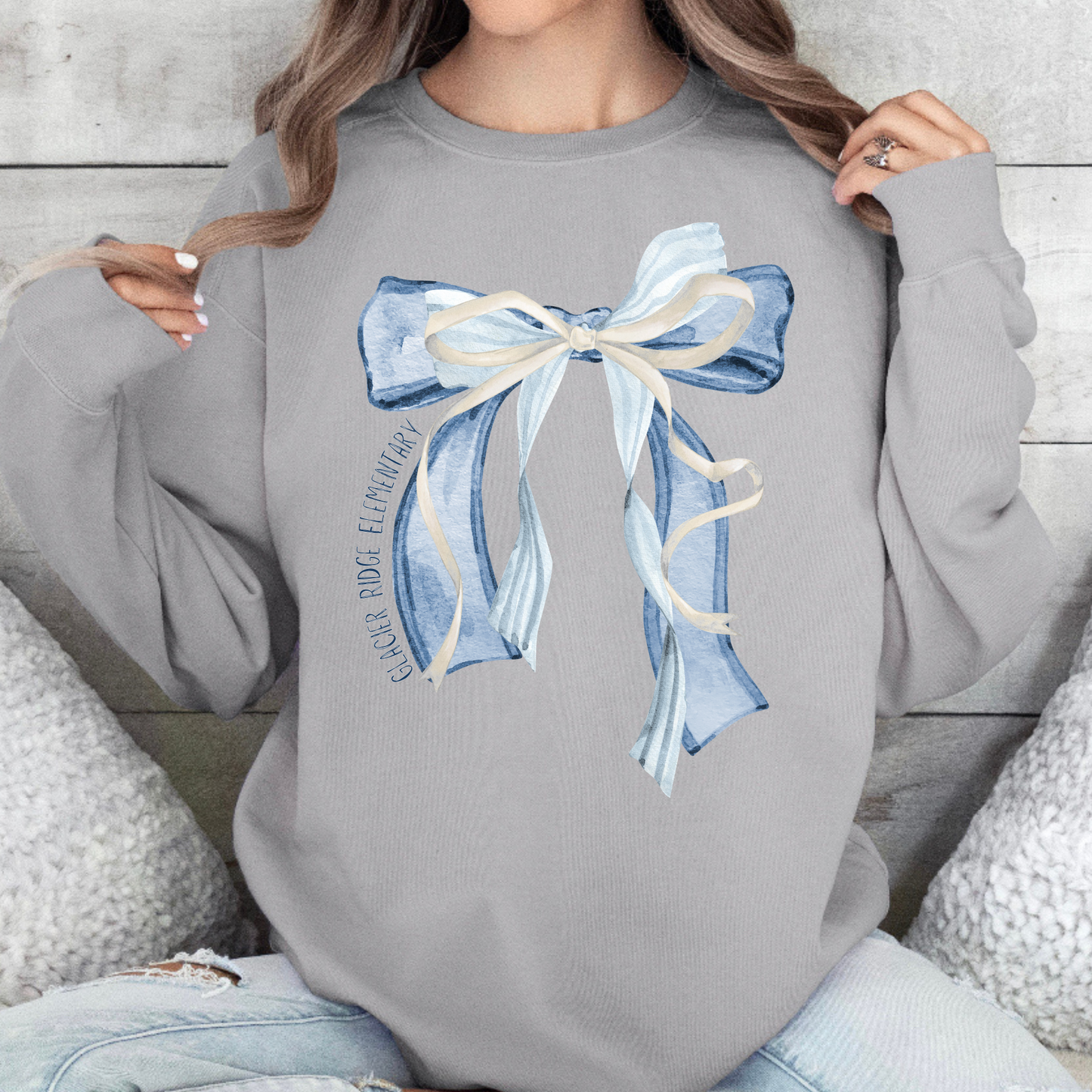 School Spirit Bows | Adult Comfort Colors Crewneck