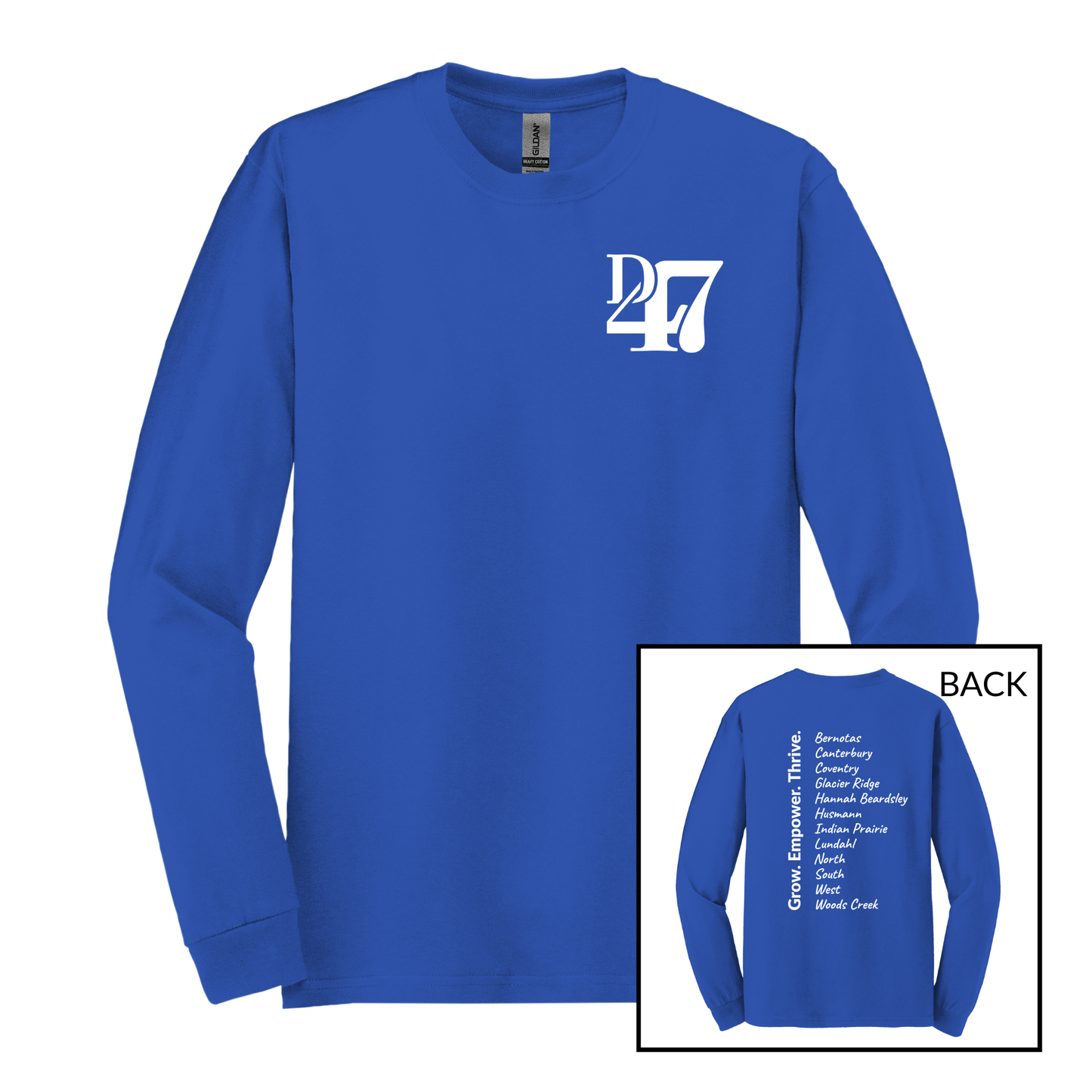 D47 Schools 2 White | Long Sleeve Adult Tee
