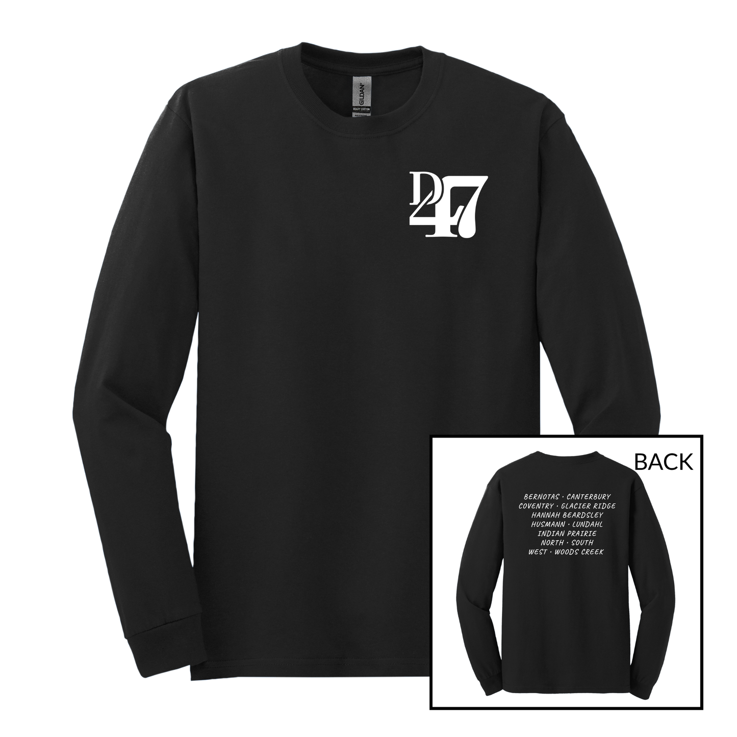 D47 Schools White | Long Sleeve Adult Tee
