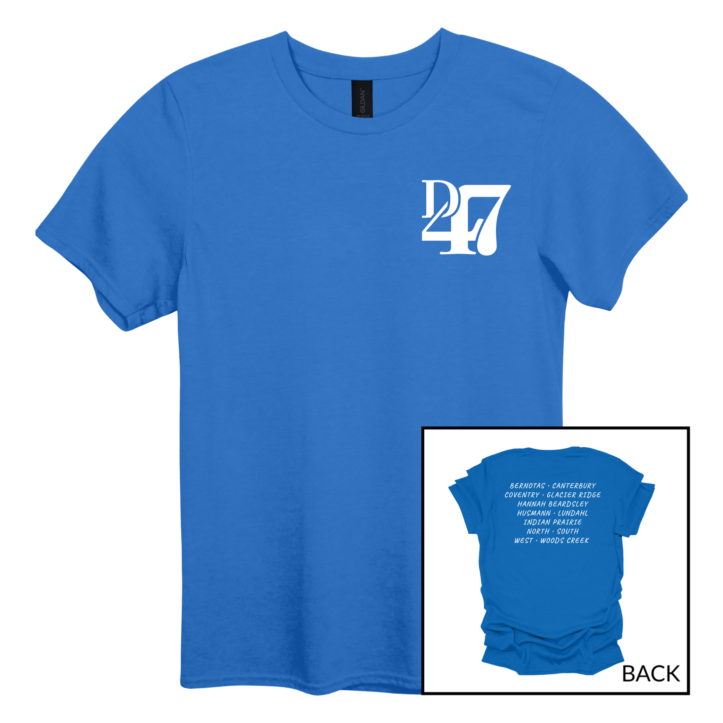D47 Schools White | Short Sleeve Adult Tee