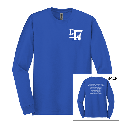 D47 Schools White | Long Sleeve Adult Tee