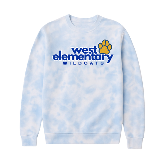 Scrapbook Paw Print | Fleece Tie-Dye Crewneck