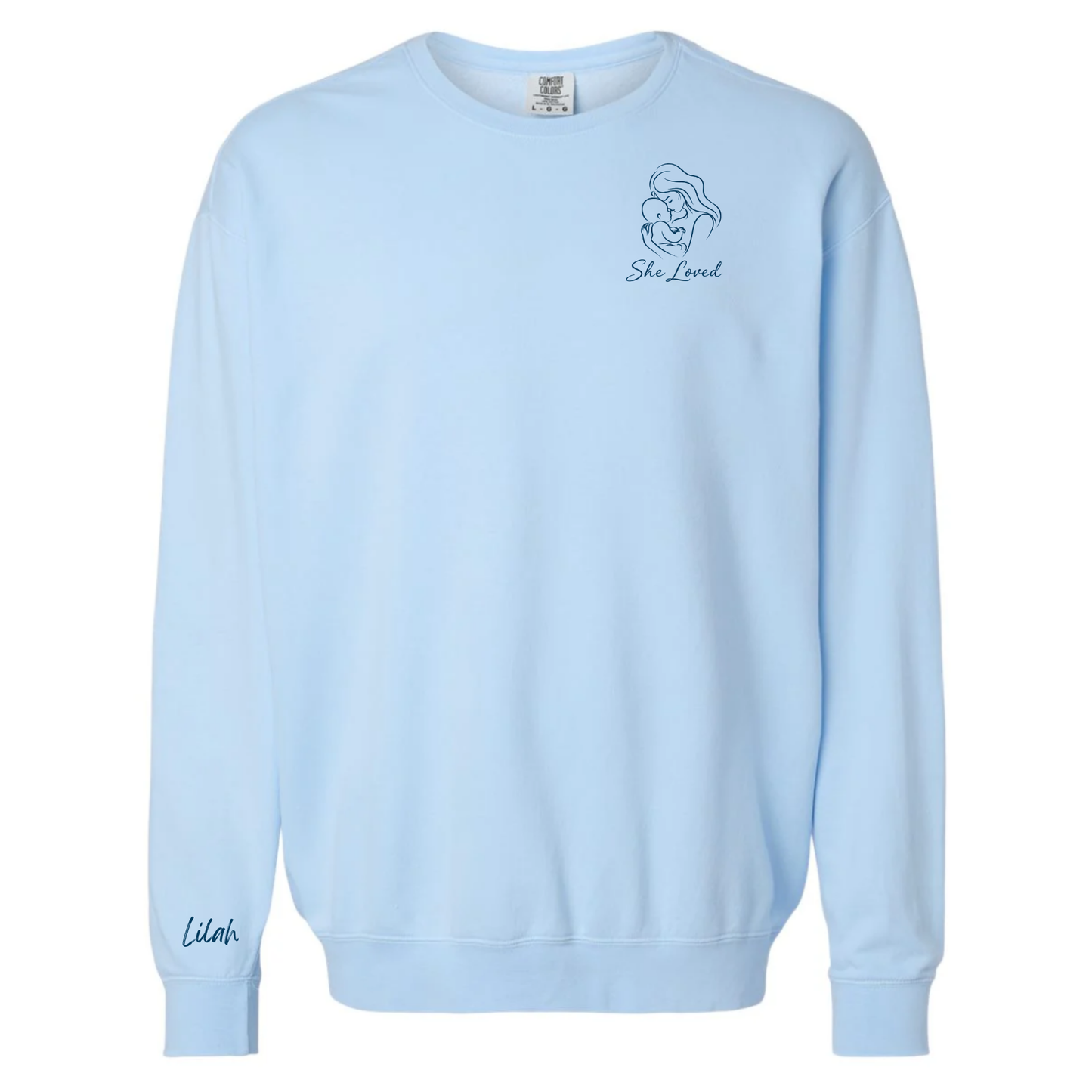 She Loved, Personalized | Adult Comfort Colors Crewneck
