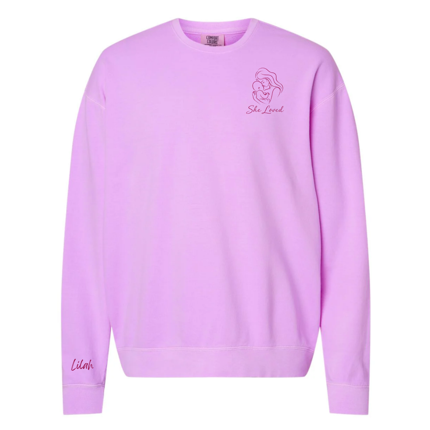 She Loved, Personalized | Adult Comfort Colors Crewneck