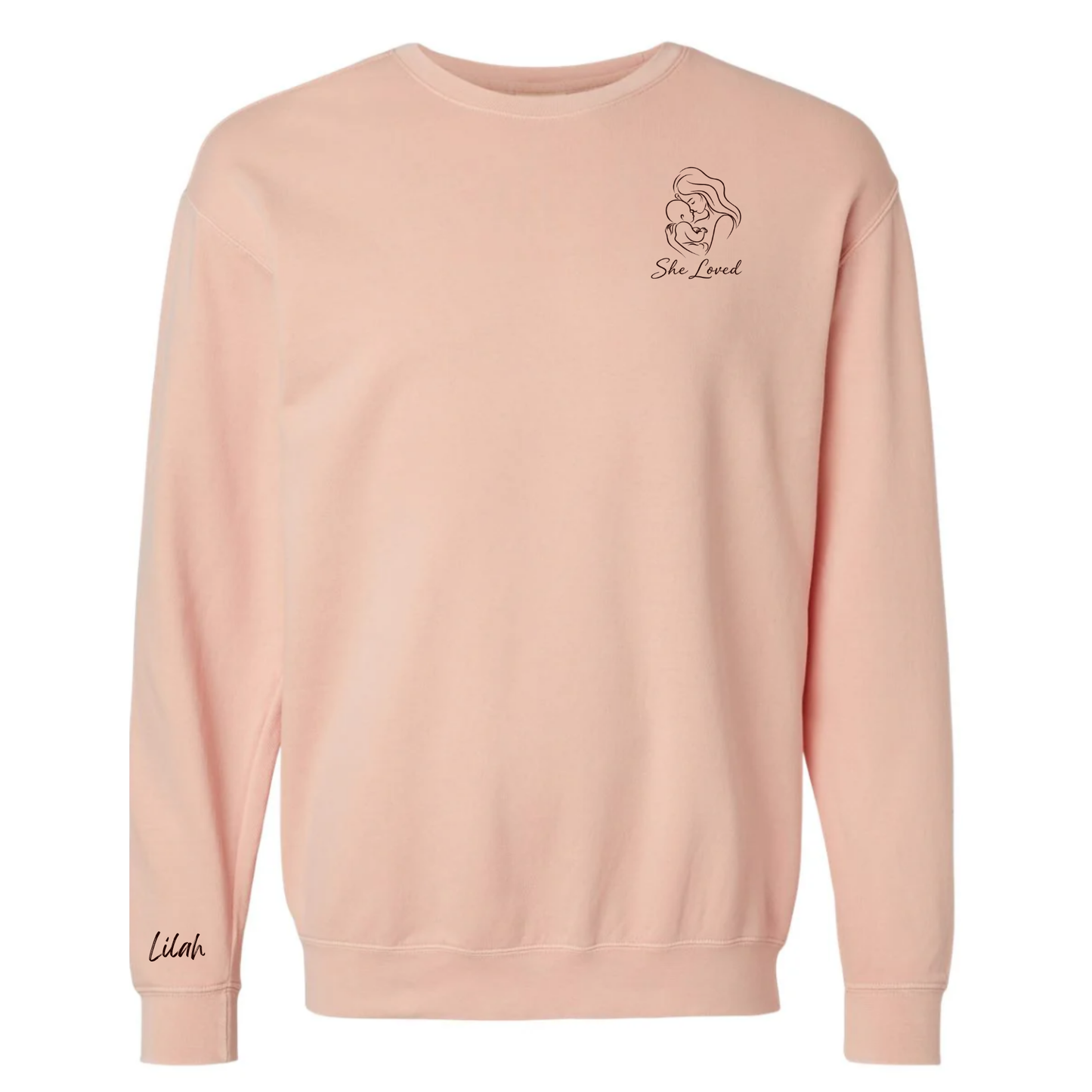 She Loved, Personalized | Adult Comfort Colors Crewneck