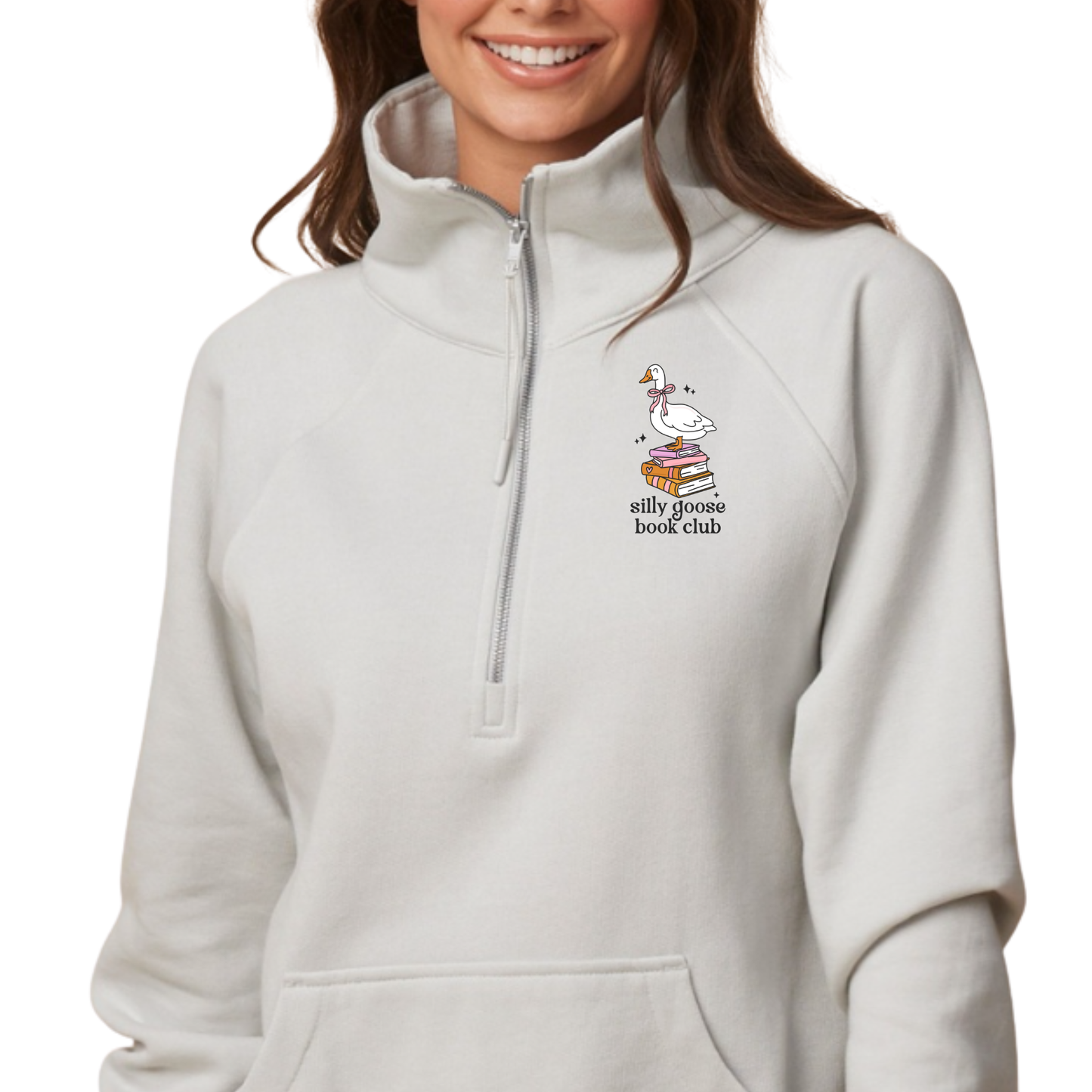 Silly Goose Book Club | Womens Quarter Zip Fleece