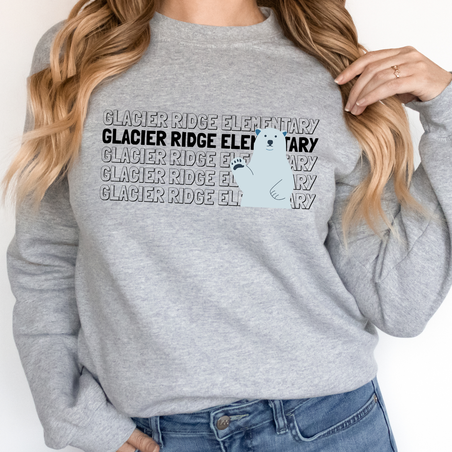 Stacked Glacier Ridge Elementary | Adult Crewneck