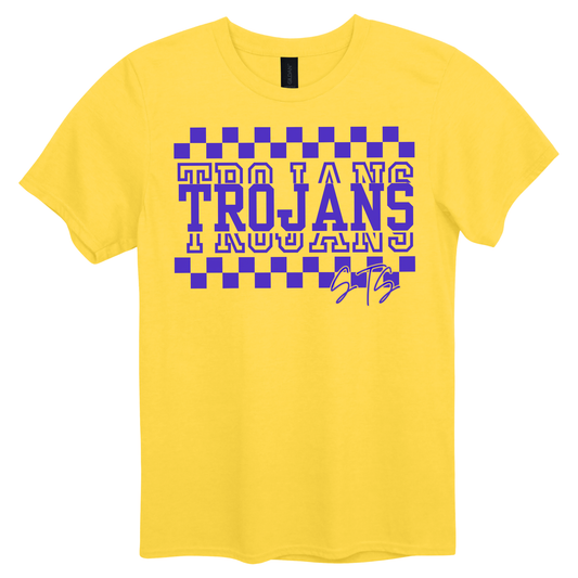 Checkered Trojans | Short Sleeve Youth Tee