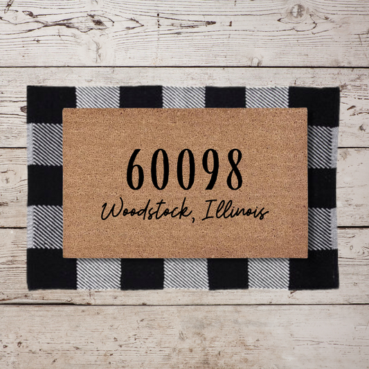 Woodstock, Illinois Zip Code | Custom Doormat