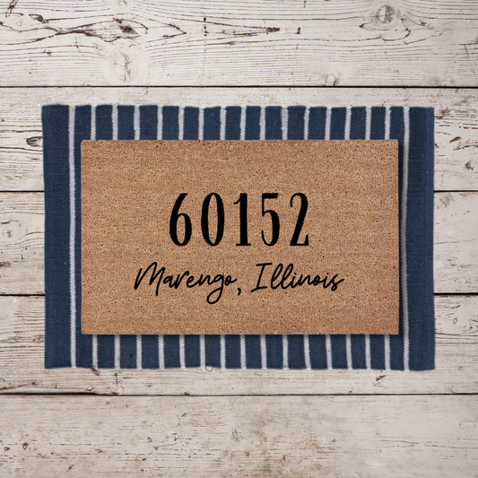 Marengo, Illinois Zip Code | Custom Doormat