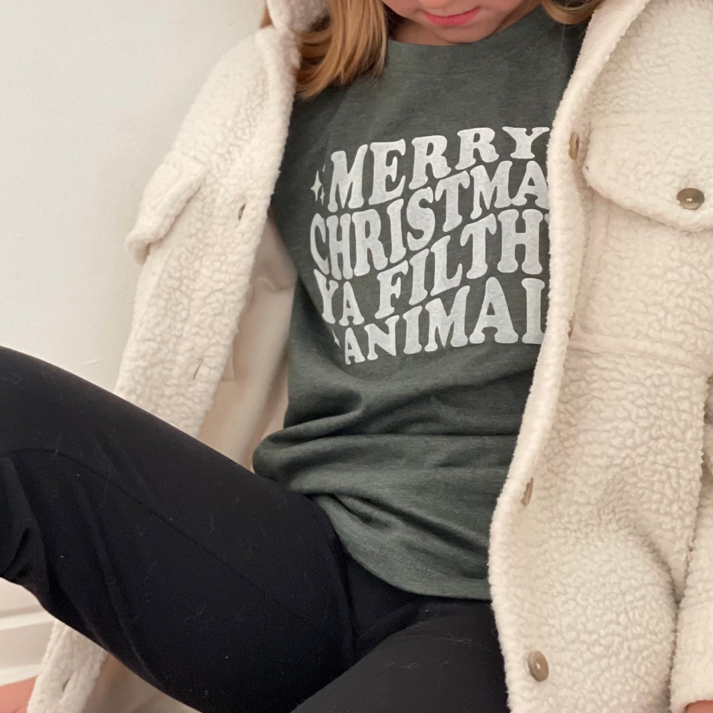 Merry Christmas Ya Filthy Animal | Short Sleeve Youth Tee | Closeout